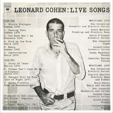 LEONARD COHEN - LIVE SONGS (BLACK VINYL)