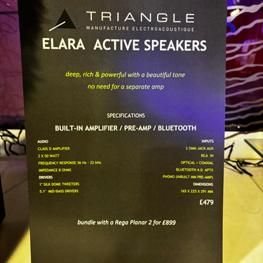 PLANAR 2 TURNTABLE WITH TRIANGLE ELARA ACTIVE SPEAKERS