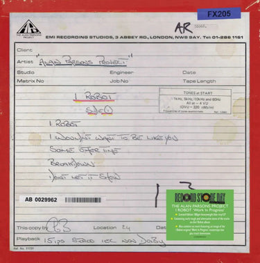 ALAN PARSONS PROJECT - I ROBOT (WORK IN PROGRESS) [ LP BLUE VINYL ] RSD25